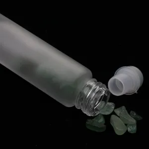 10Pcs Frosted Glass Essential Oil Gemstone Roller Ball Bottles w/Stone Chips