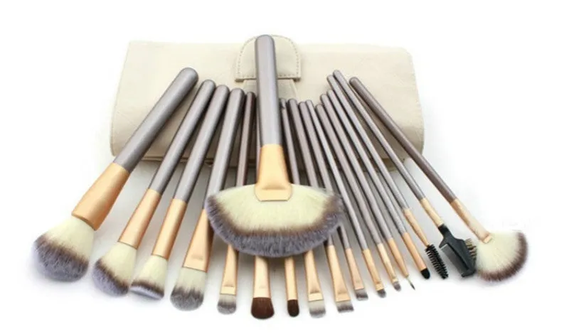 12Pcs Makeup Brush Set Beige Foundation Professional Make Up Brushes Eye Shadow Powder Eyeliner Brush Set Cosmetic Bag