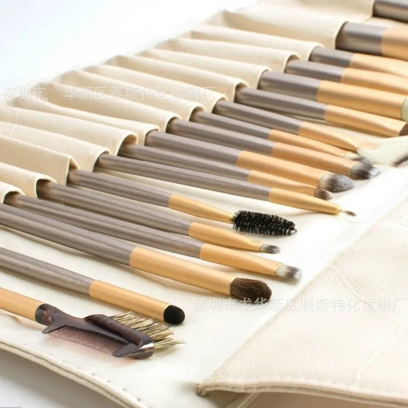 12Pcs Makeup Brush Set Beige Foundation Professional Make Up Brushes Eye Shadow Powder Eyeliner Brush Set Cosmetic Bag