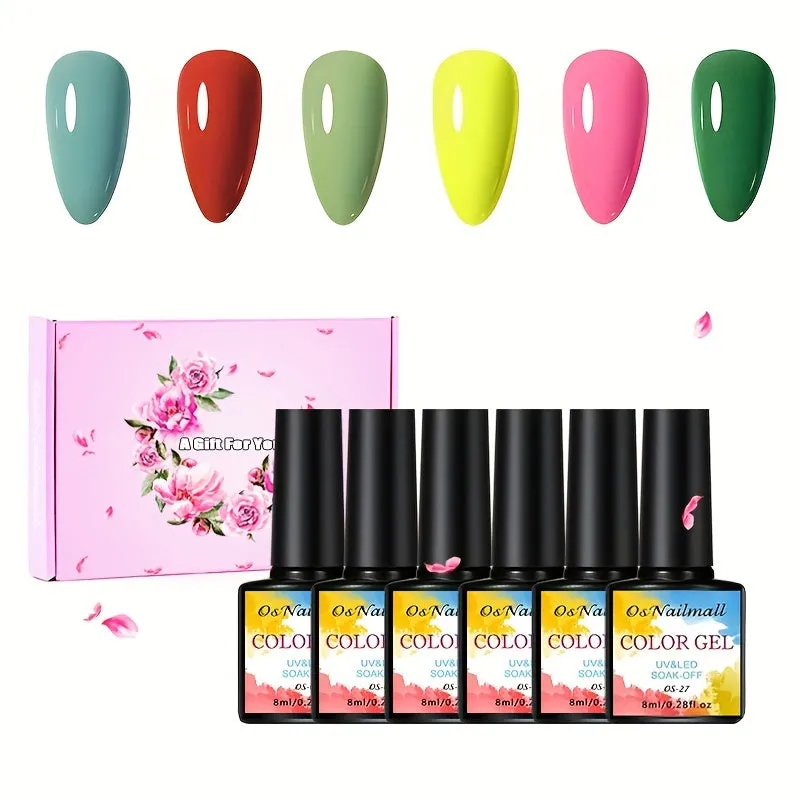 6Piece Gel Nail Polish Kit  Christmas Color Collection