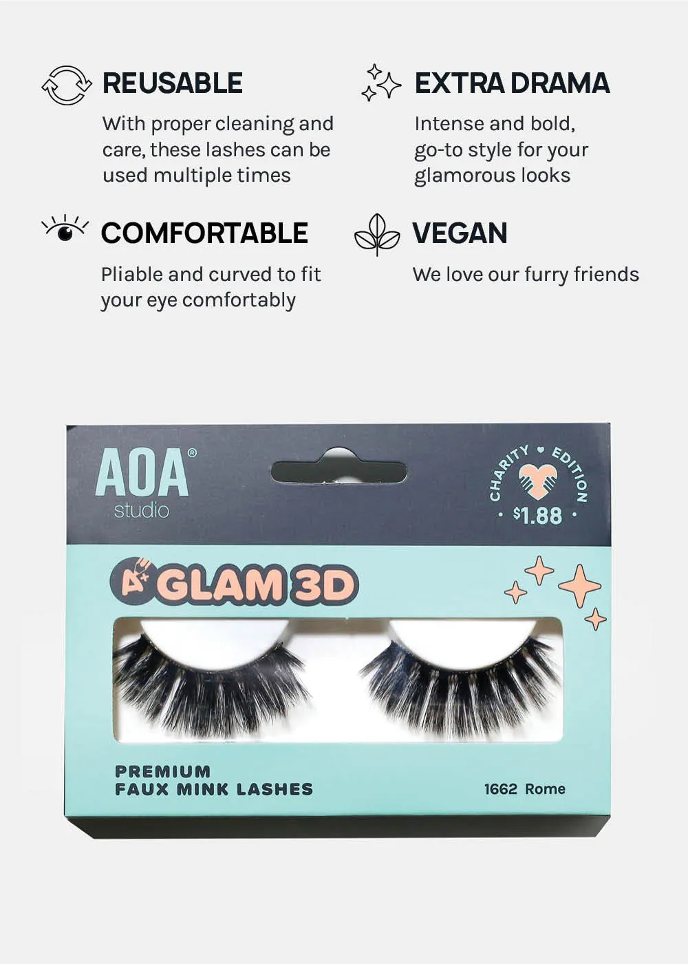 A  Glam 3D Faux Mink Lashes - Rome