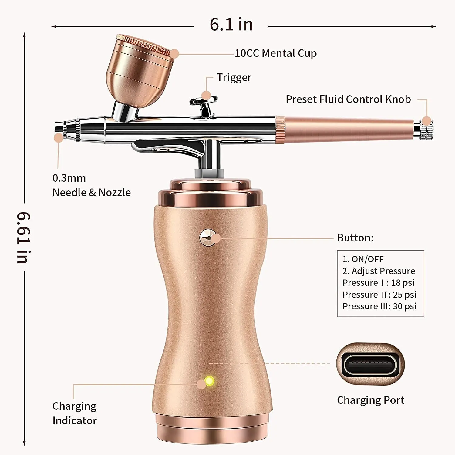 Airbrush Kit with Compressor | Portable Cordless Air Brush Gun Set for Painting 30PSI Gravity Feed Dual Action Mini