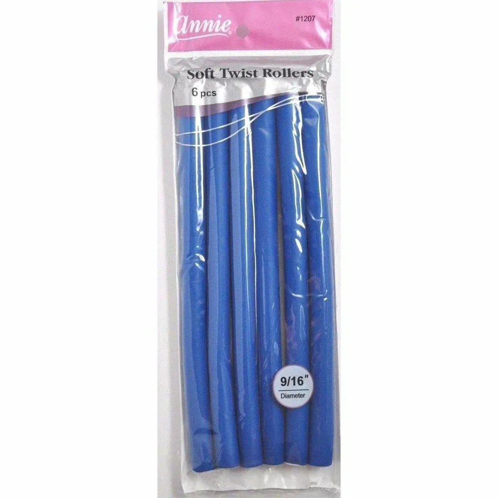 Annie Soft Twist Rollers 9/16" XL Blue 6pcs 1207