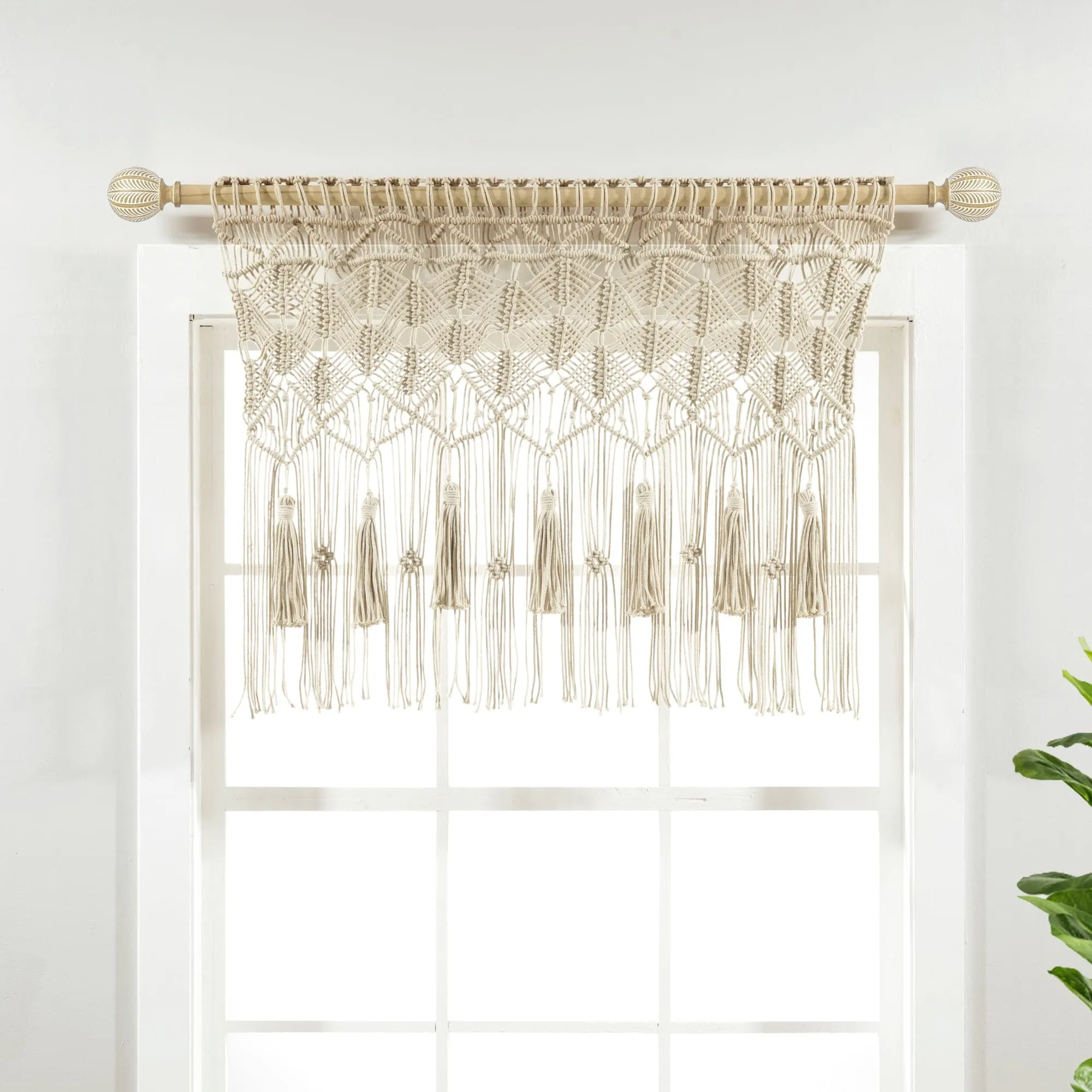 Boho Macrame Tassel Cotton Valance