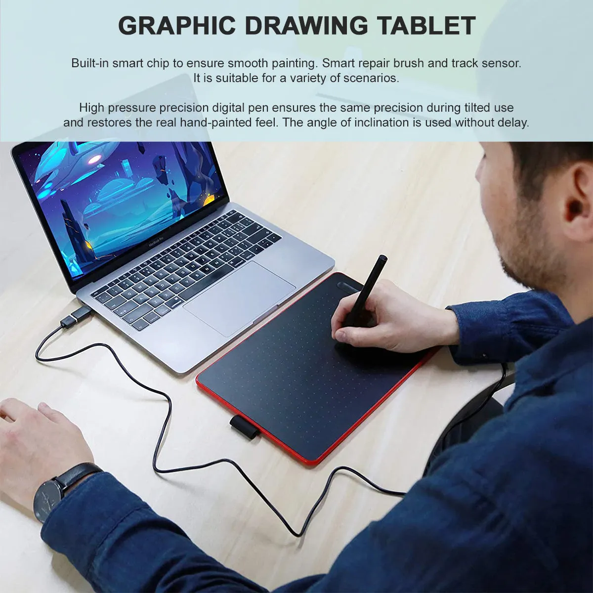 CASE U Graphics Tablet With Pen (12 Inch) - Red (WP9620)