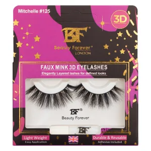 Faux Mink 3D Eyelashes-Mitchelle No. 125 (Elegantly layered lashes for defined looks)