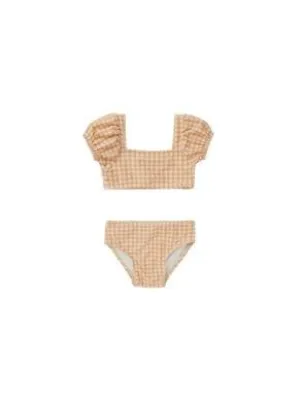 Girls Swimwear | Zippy Two Piece- Melon Gingham | Quincy Mae