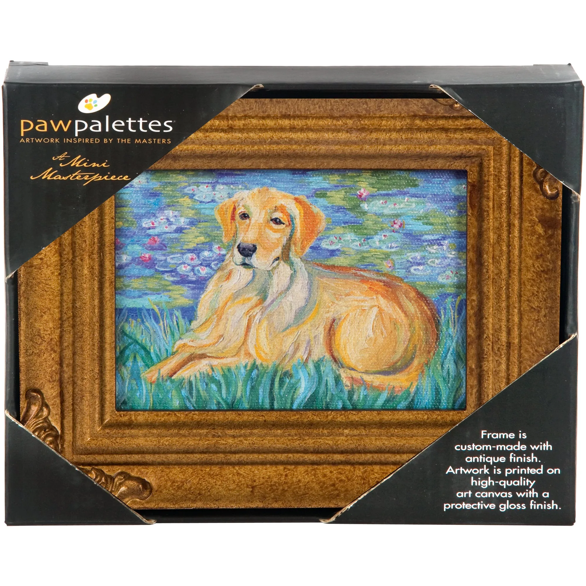 Golden Retriever Bonet - 3.5" x 5" Framed Canvas