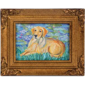 Golden Retriever Bonet - 3.5" x 5" Framed Canvas