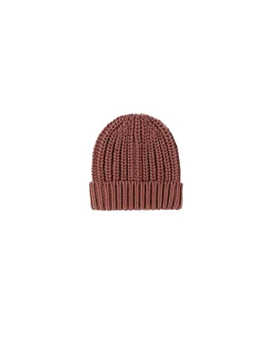 Hat | Chunky Knit Beanie - Cranberry | Quincy Mae