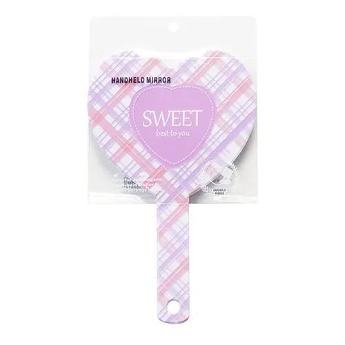 Heart Shaped Plaid Handheld Mirror