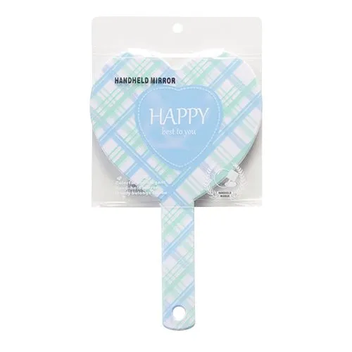 Heart Shaped Plaid Handheld Mirror