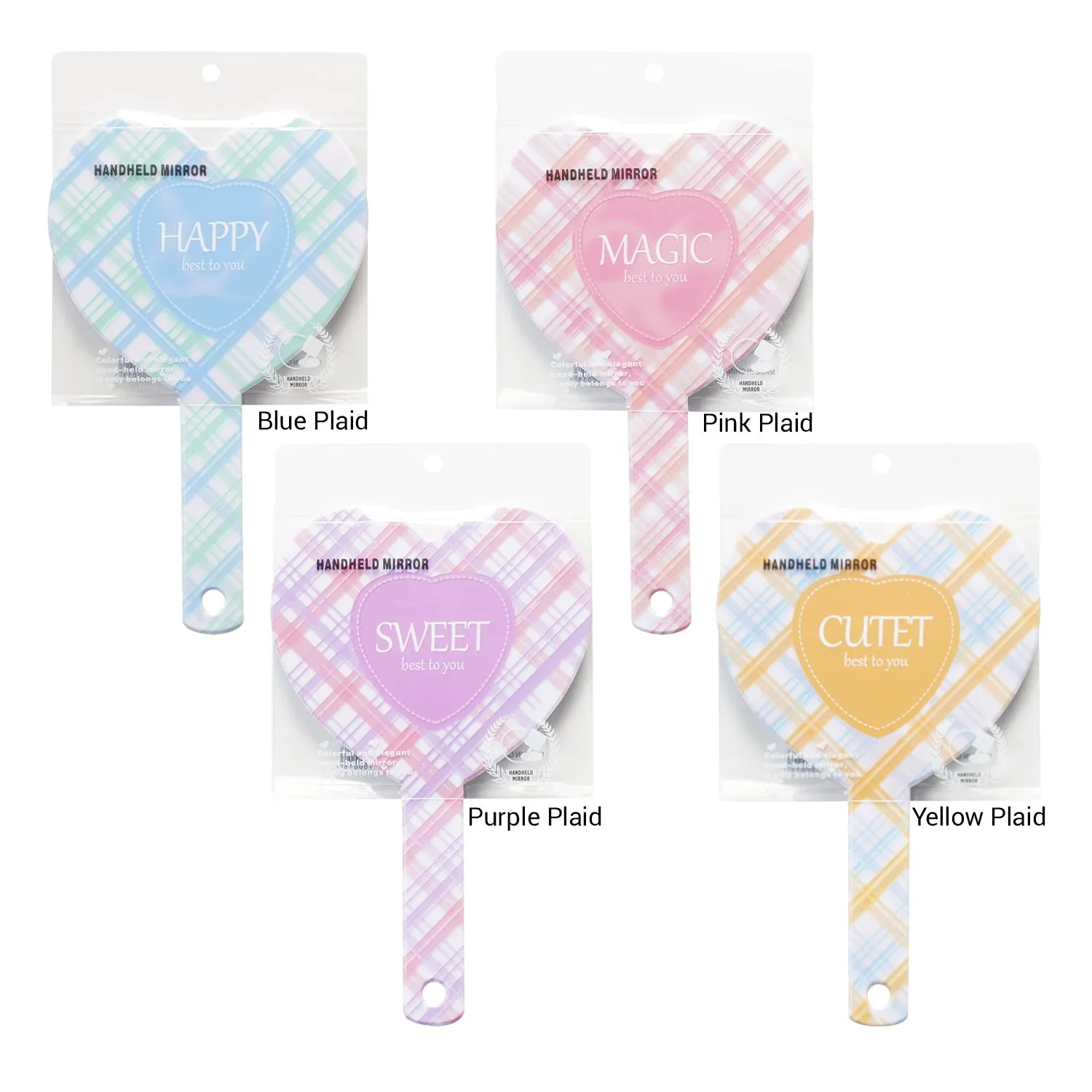 Heart Shaped Plaid Handheld Mirror