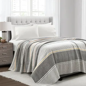 Herringbone Stripe Yarn Dyed Cotton Blanket/Coverlet