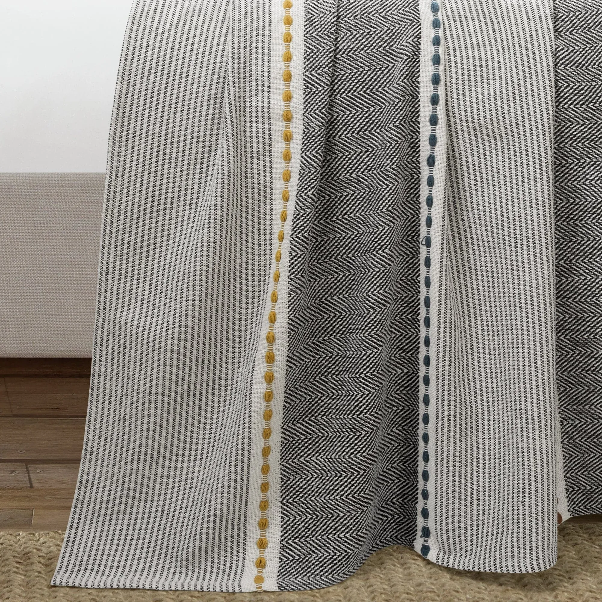 Herringbone Stripe Yarn Dyed Cotton Blanket/Coverlet