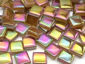 Iridised Orange Crystal Glass Tiles 1cm