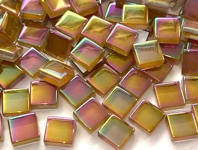 Iridised Orange Crystal Glass Tiles 1cm