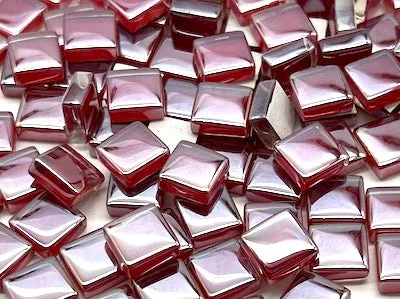 Iridised Red Crystal Glass Tiles 1cm