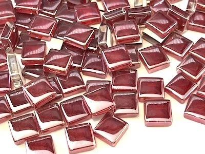 Iridised Red Crystal Glass Tiles 1cm