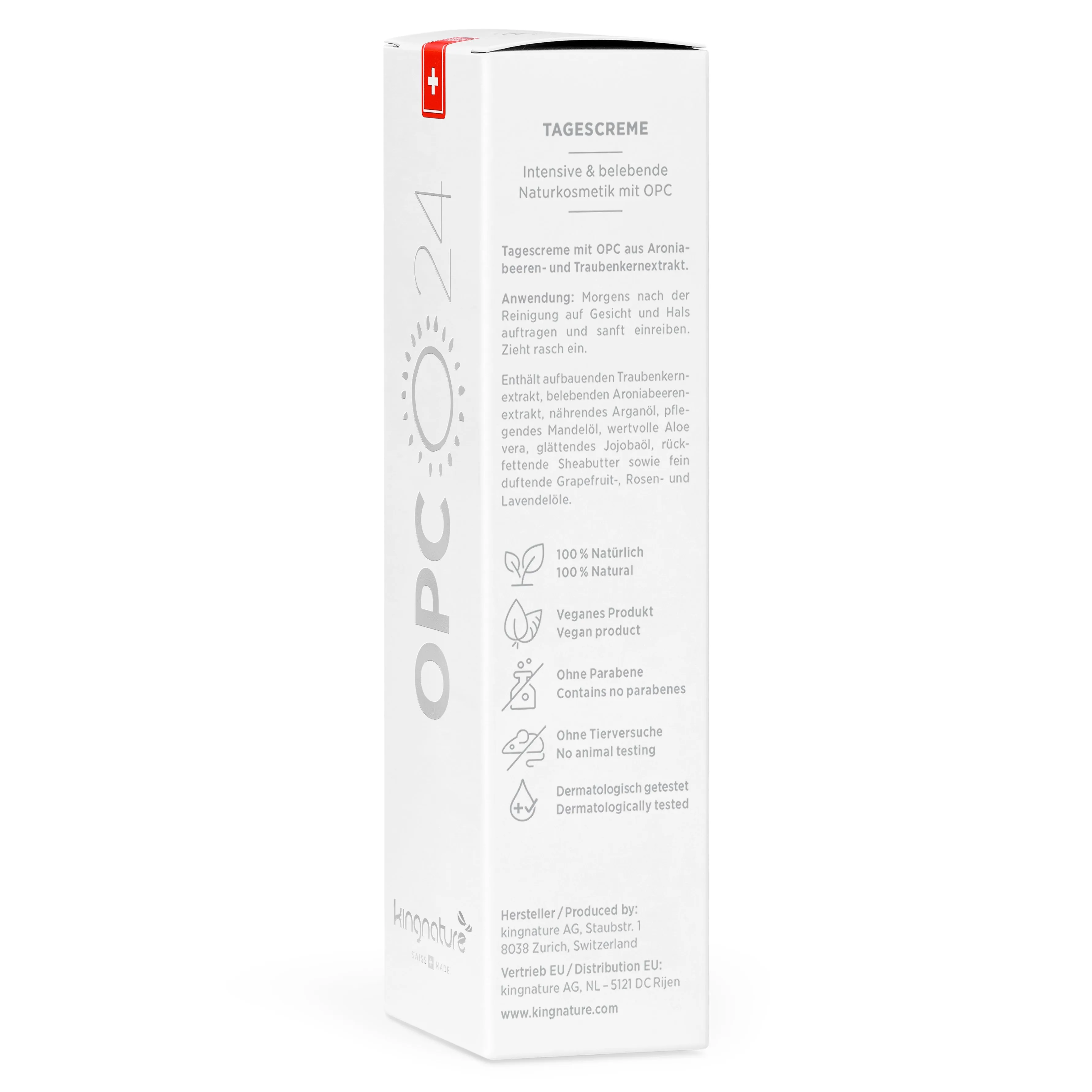 Kingnature OPC 24 Day Cream, anti-aging and nourishing cream with grape seed extract, 50 ml.