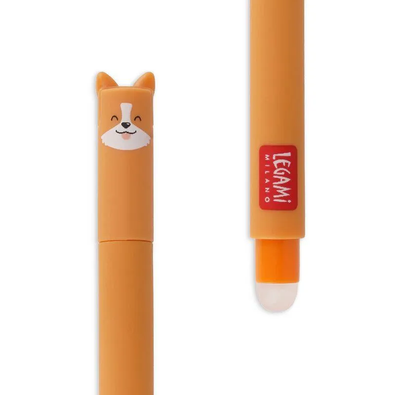 Legami Erasable Gel Pen - Corgi, Black Ink