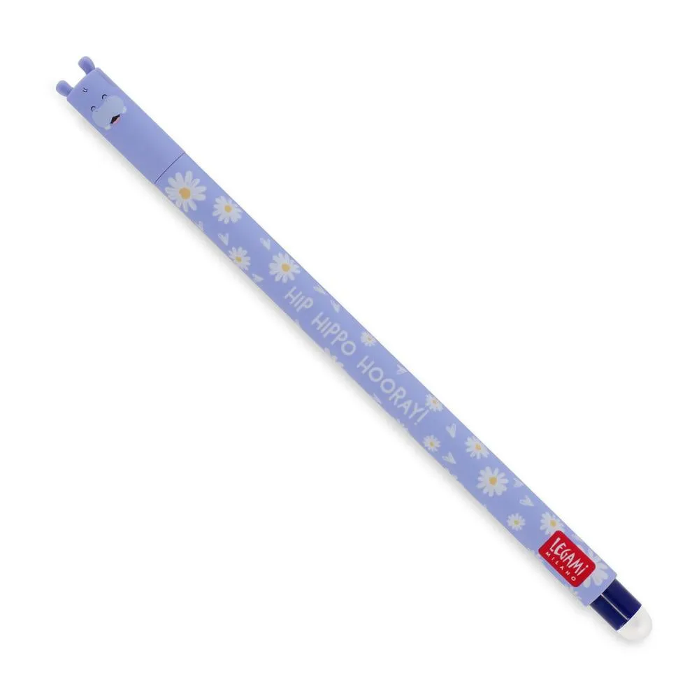 Legami Erasable Gel Pen - Hippo, Blue Ink