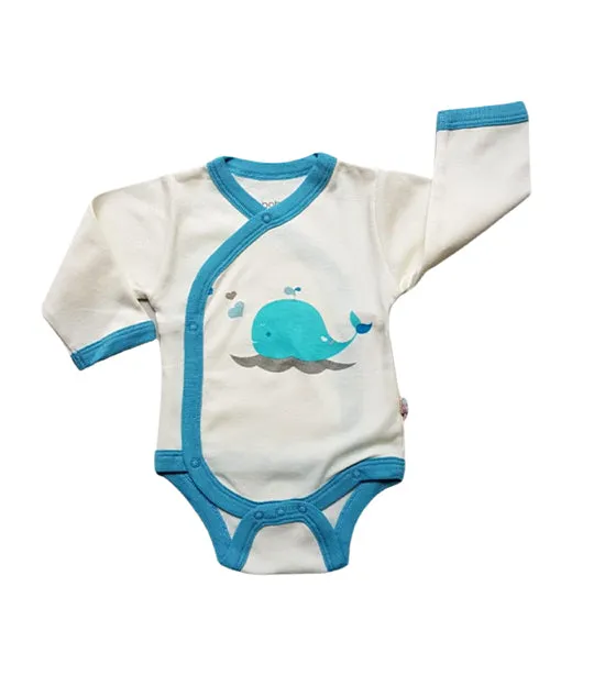 Long Sleeve Kimono Bodysuit - Whale