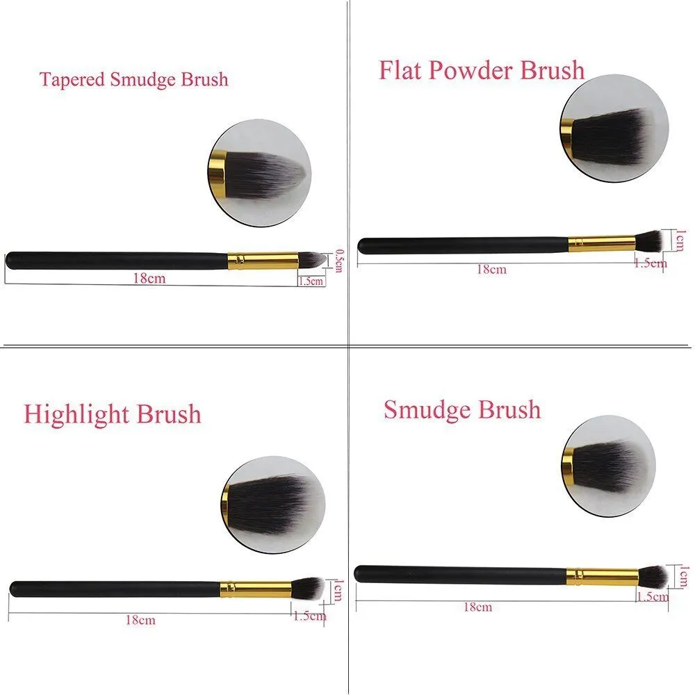 Magik Premium Synthetic 8 PCS Makeup Brushes (Golden Black)