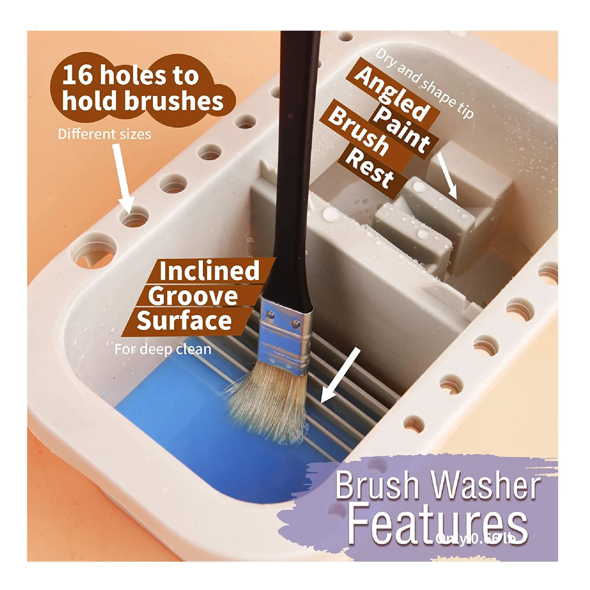 Martol | Multipurpose Brush Basin With Brush Holder | Washing machine Trays | Watercolor Artist Cleaning Cup