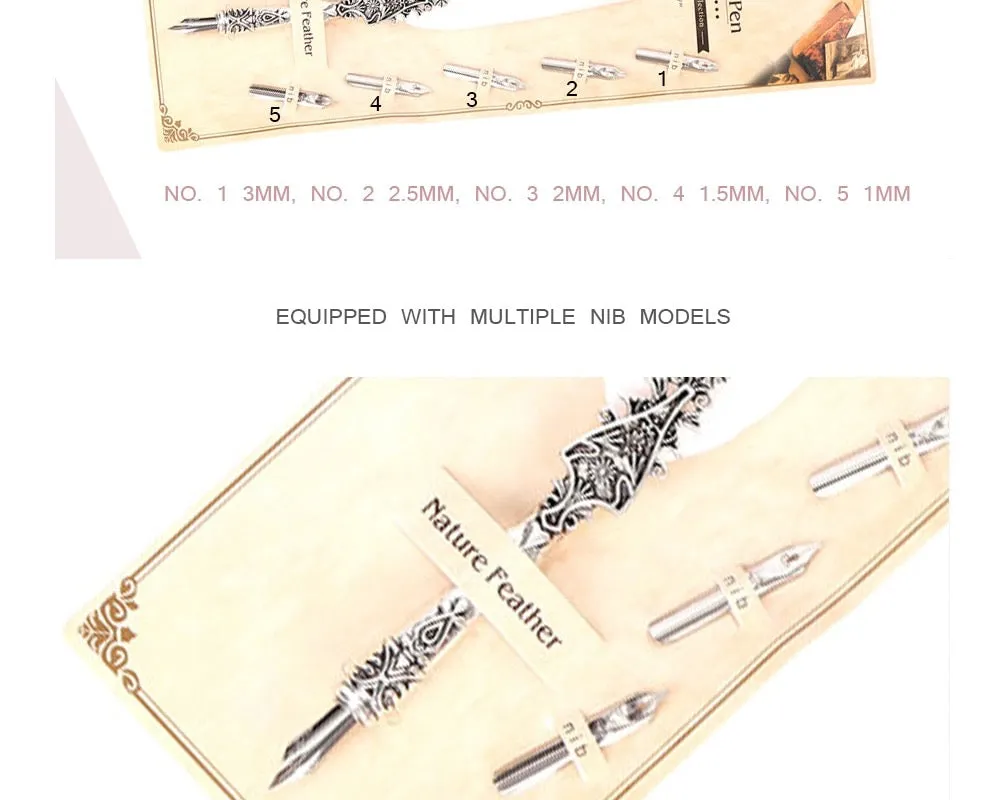 Natural Lady Amherst Pheasant Retro Feather Calligraphy Dip Quill Pen