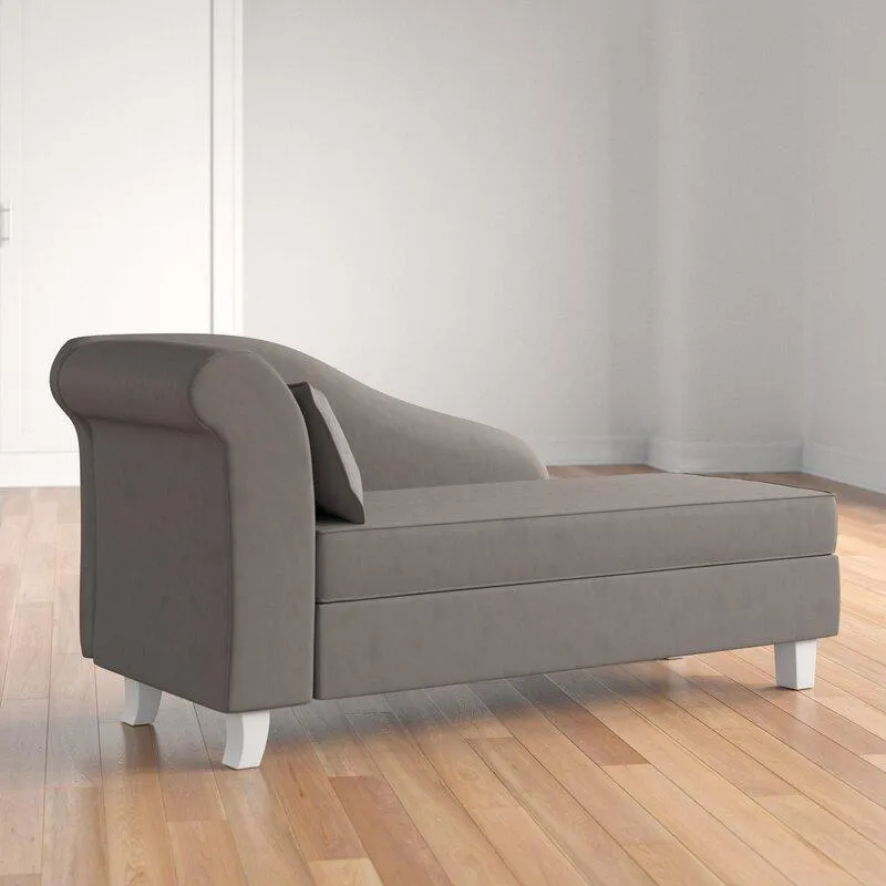 One Left-Arm Chaise Recessed Arms Chaise Lounge with Storage