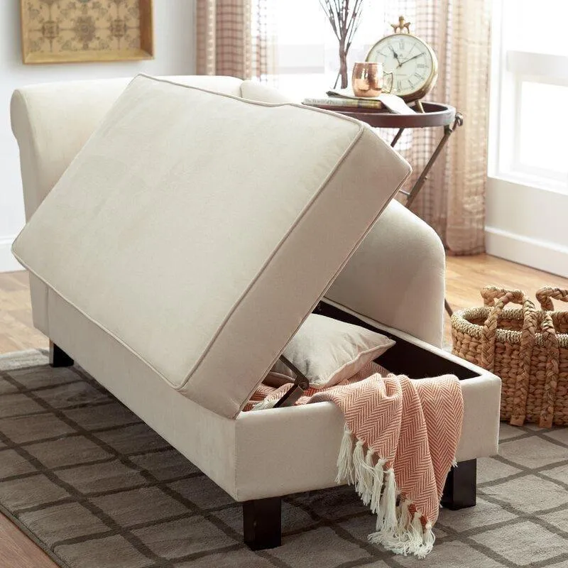 One Left-Arm Chaise Recessed Arms Chaise Lounge with Storage