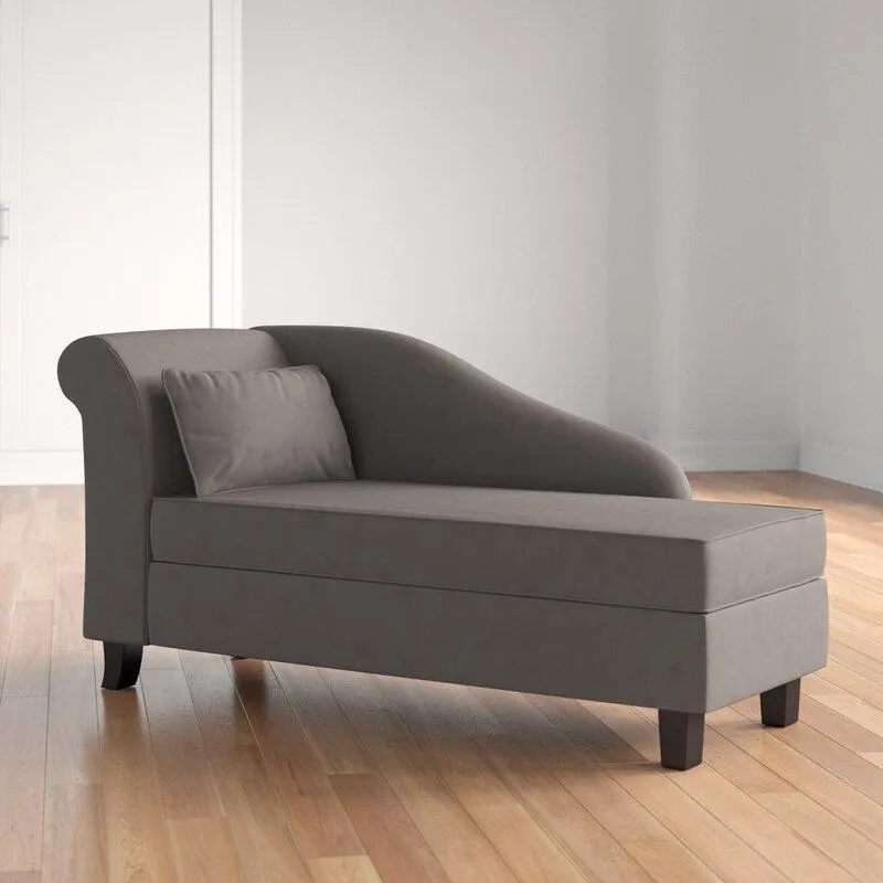 One Left-Arm Chaise Recessed Arms Chaise Lounge with Storage