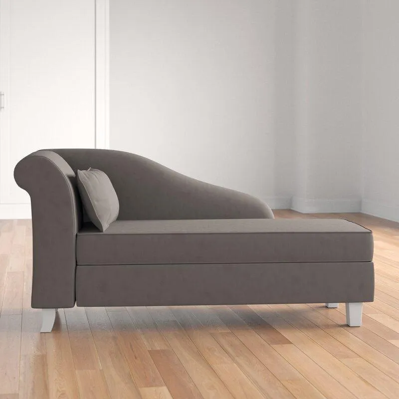 One Left-Arm Chaise Recessed Arms Chaise Lounge with Storage