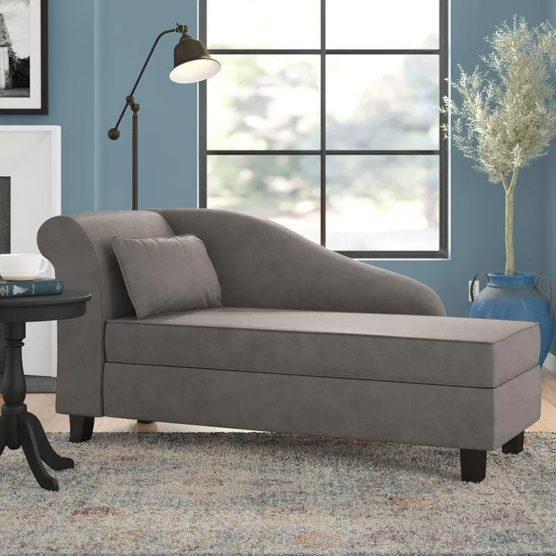 One Left-Arm Chaise Recessed Arms Chaise Lounge with Storage