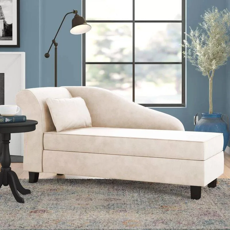 One Left-Arm Chaise Recessed Arms Chaise Lounge with Storage