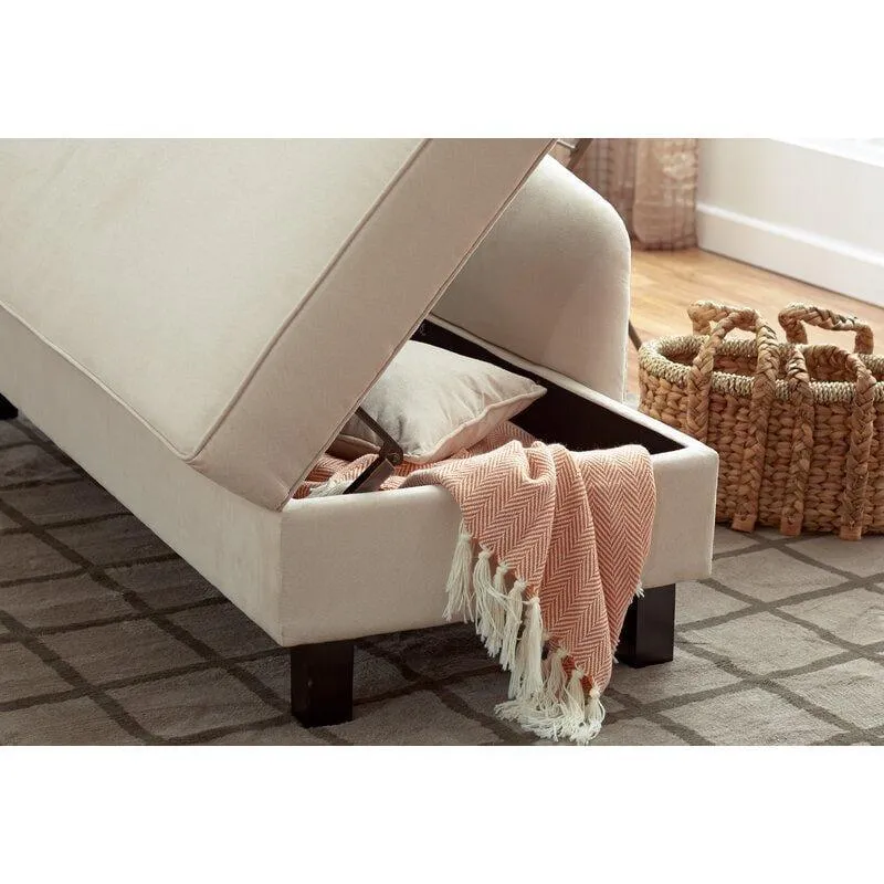 One Left-Arm Chaise Recessed Arms Chaise Lounge with Storage