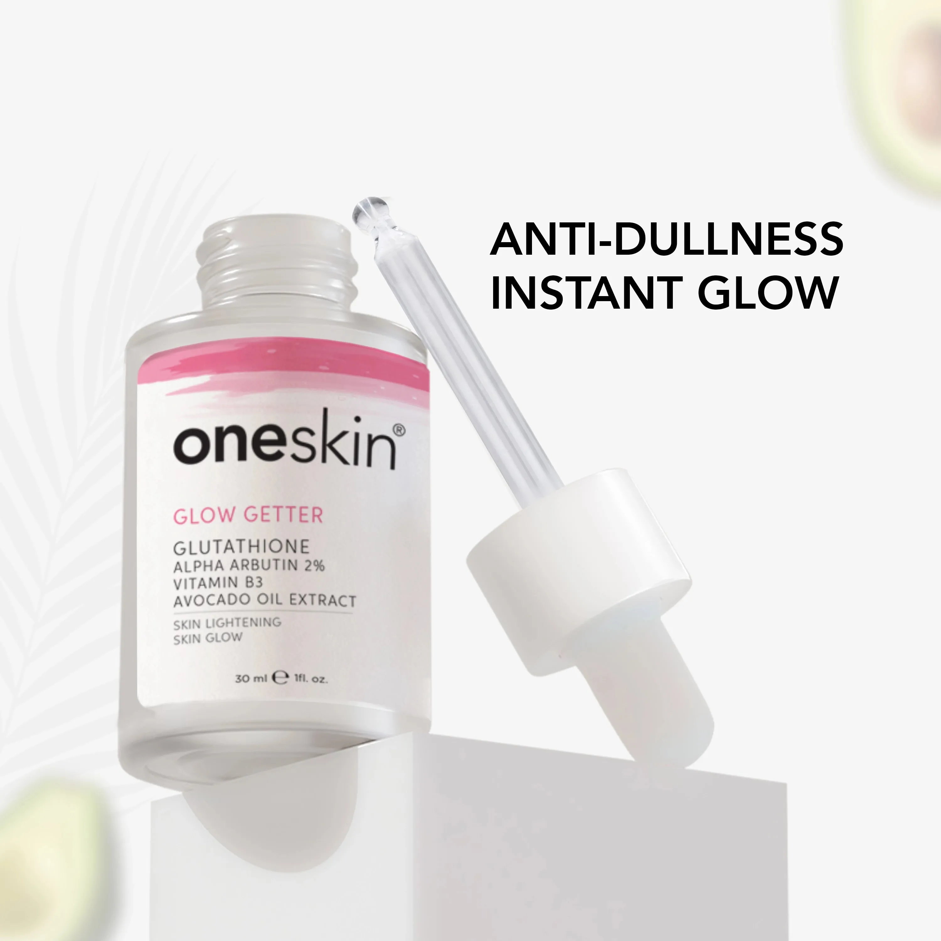 Oneskin Glow Getter - Glutathione Alpha Arbutin 2%, Vitamin B3, Avocado Oil Extract - 30ml