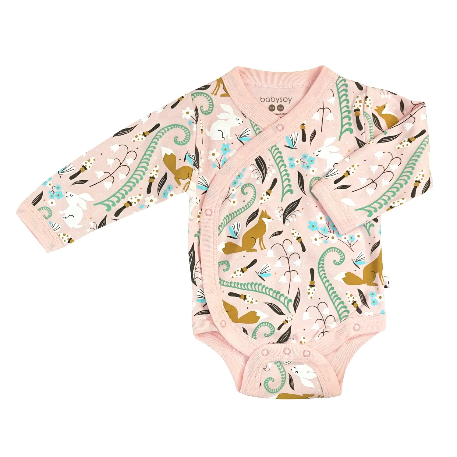 Organic Pattern Long Sleeve Kimono Bodysuit/Onesie