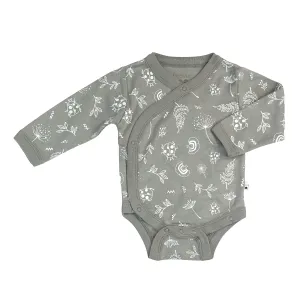 Organic Pattern Long Sleeve Kimono Bodysuit/Onesie