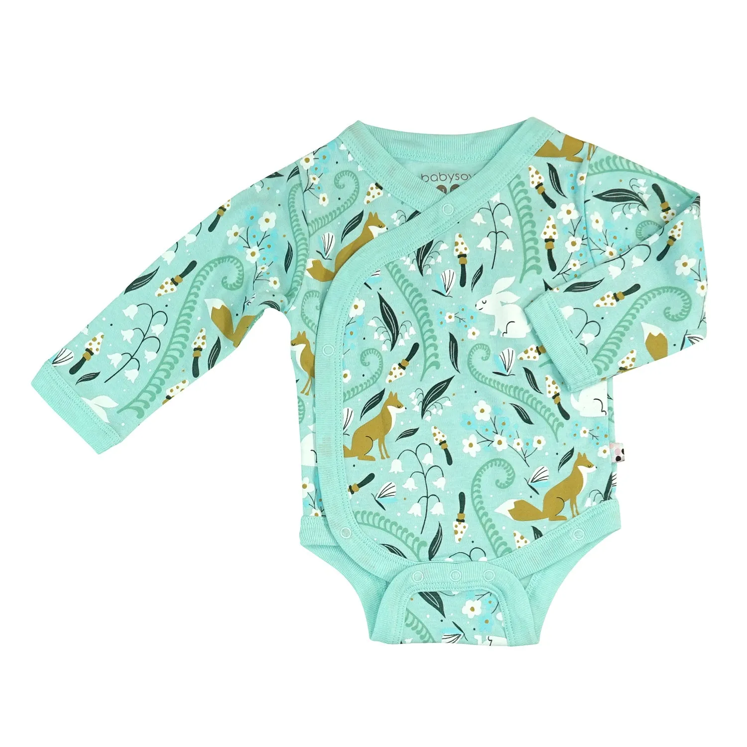 Organic Pattern Long Sleeve Kimono Bodysuit/Onesie