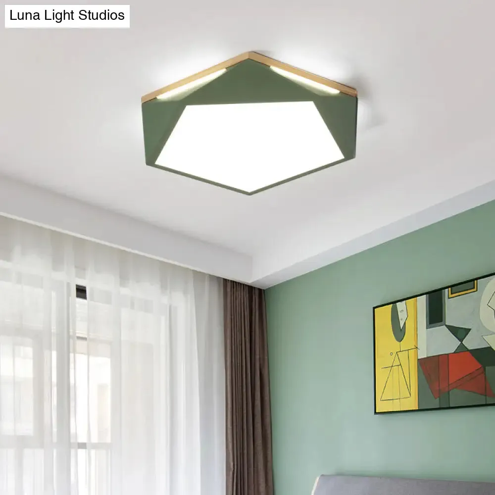 Pentagon LED Flush Mount Lamp in Acrylic White/Blue/Green - 12.5"/16.5"/20.5" Wide