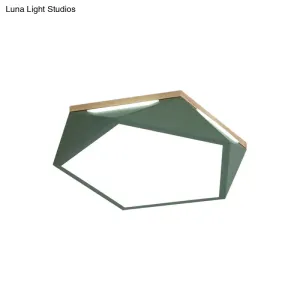 Pentagon LED Flush Mount Lamp in Acrylic White/Blue/Green - 12.5"/16.5"/20.5" Wide