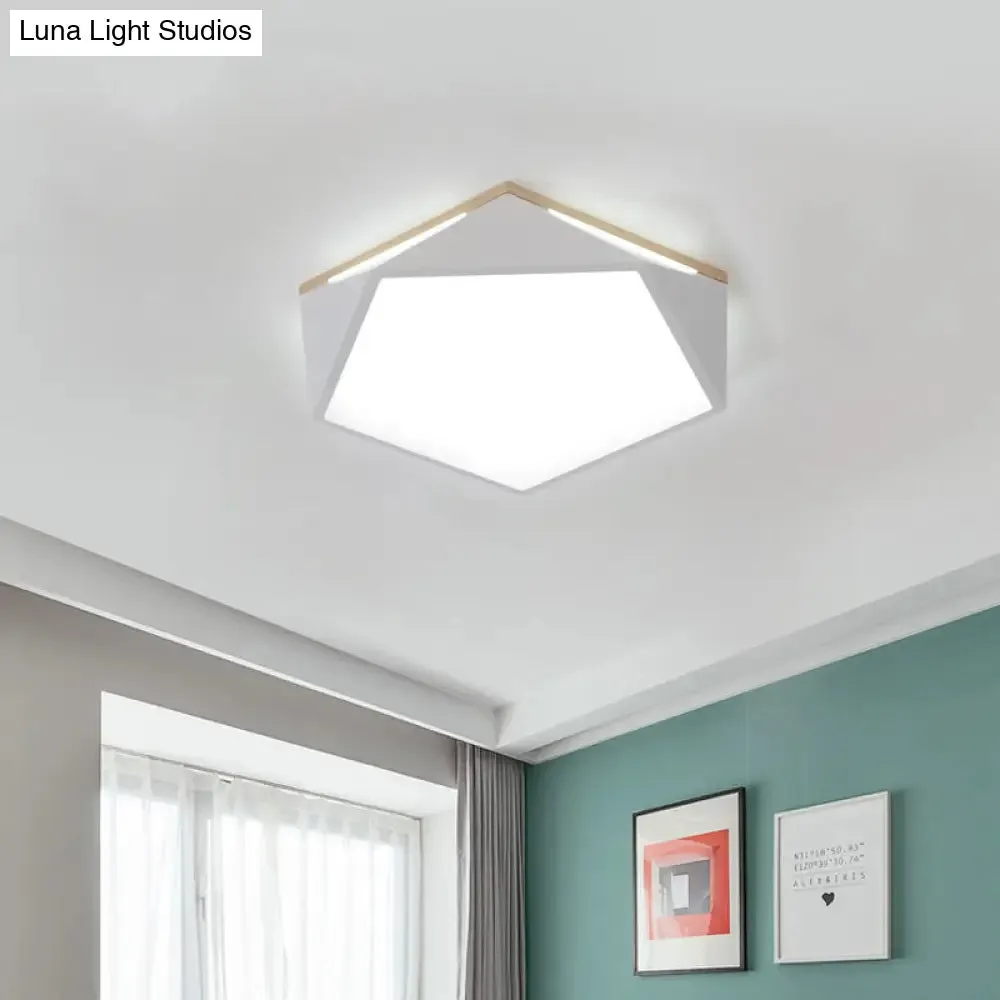 Pentagon LED Flush Mount Lamp in Acrylic White/Blue/Green - 12.5"/16.5"/20.5" Wide