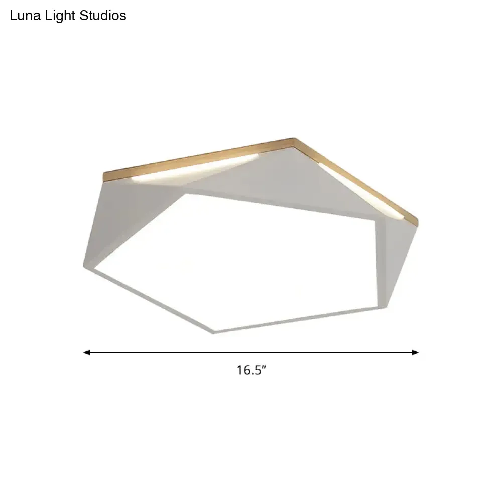 Pentagon LED Flush Mount Lamp in Acrylic White/Blue/Green - 12.5"/16.5"/20.5" Wide