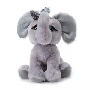 Plush Grey Lash'z  Elephant with Polk a Dot Bow