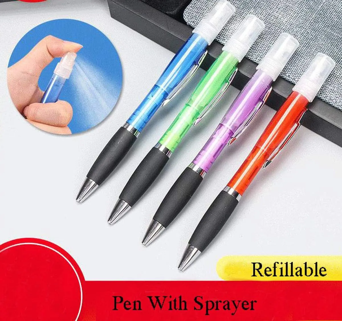 Portable Pen Sanitizer Spray Bottle Pen 10 ML Empty - Sanitizer Spray Pen Transparent, Refillable for Travel & Daily (Pack of 4 Pen Sanitizer spray)