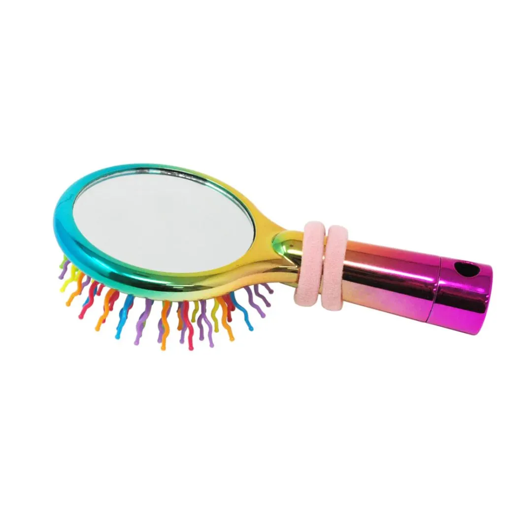 Rainbow Bristle Mirrored Hairbrush