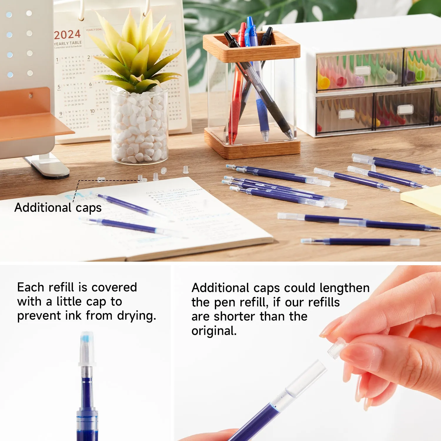 Retractable Gel Pen Refills - Set of 30 Blue