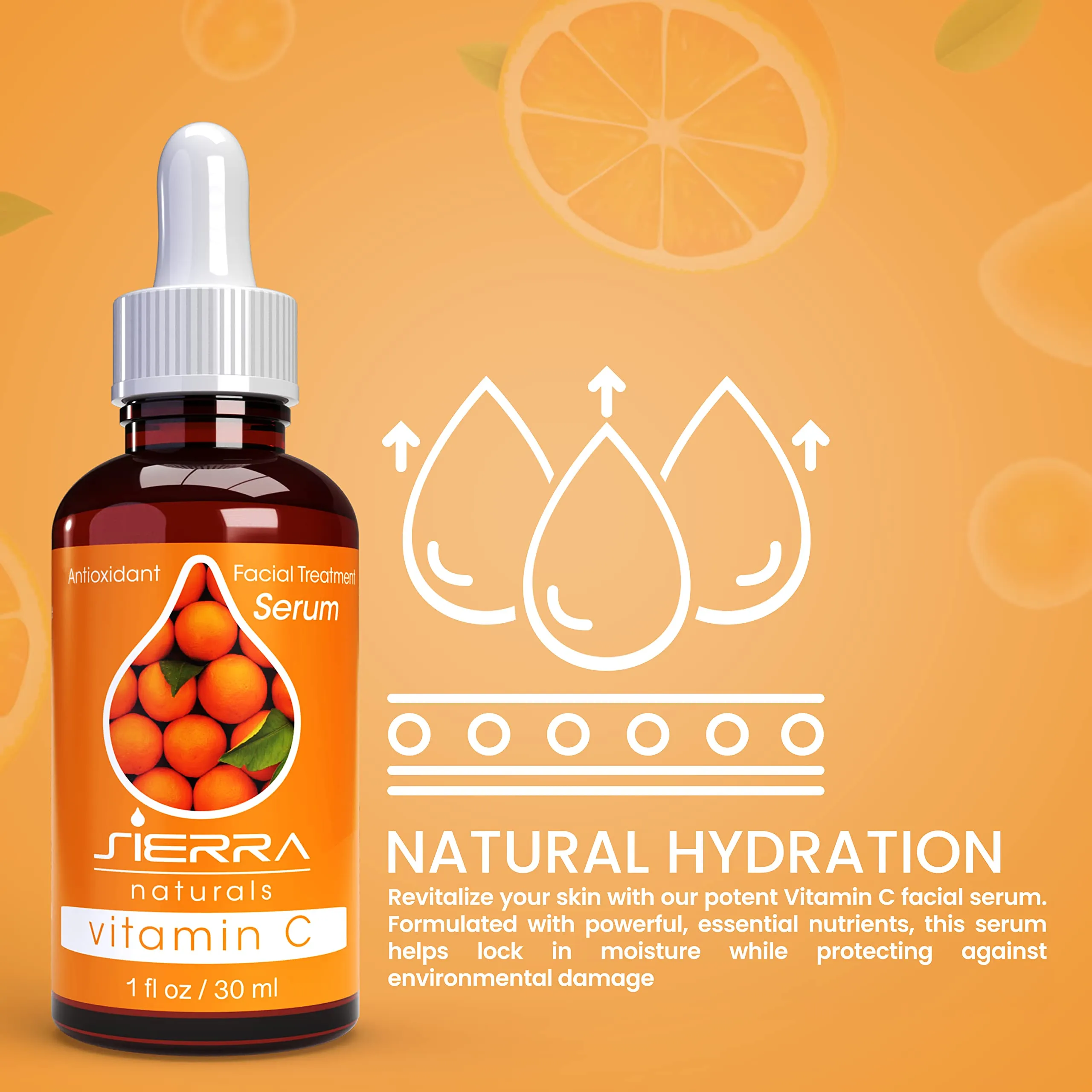 Sierra Naturals Vitamin C Antioxidant Face Serum Skin Brightening & Firming Collagen Boosting, 1 oz